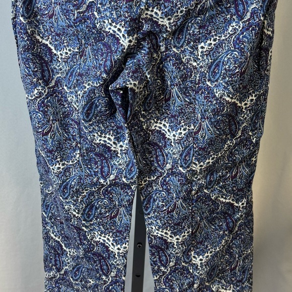 Talbots Blue/Purple/White Paisley Cotton Spandex Blend Ankle Pant size 8 - Picture 4 of 10